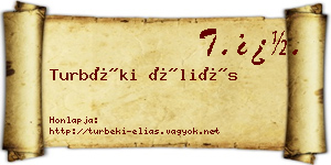 Turbéki Éliás névjegykártya